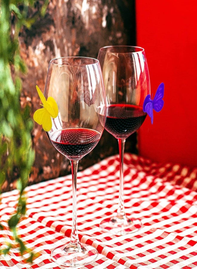 أوير مجموعة علامات أكواب النبيذ المصنوعة من السيليكون من AUEAR، عبوة من 10 قطع، بتصميم فراشة، مزودة بأكواب شفط، تعمل على الأكواب بدون ساق. - Image 3