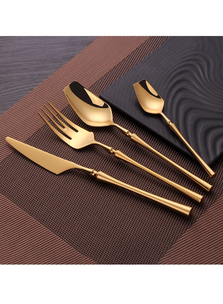 ريزاريز مجموعة أدوات المائدة الذهبية الكاملة اللامعة الحديثة - Image 1