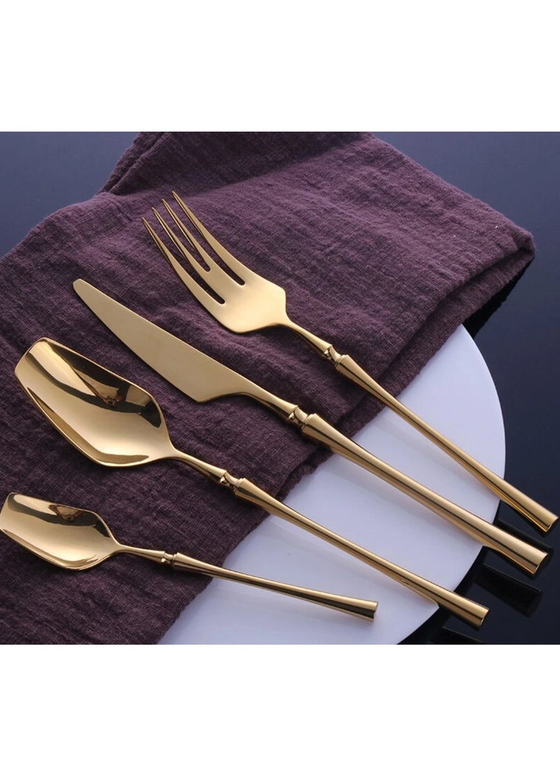 ريزاريز مجموعة أدوات المائدة الذهبية الكاملة اللامعة الحديثة - Image 2