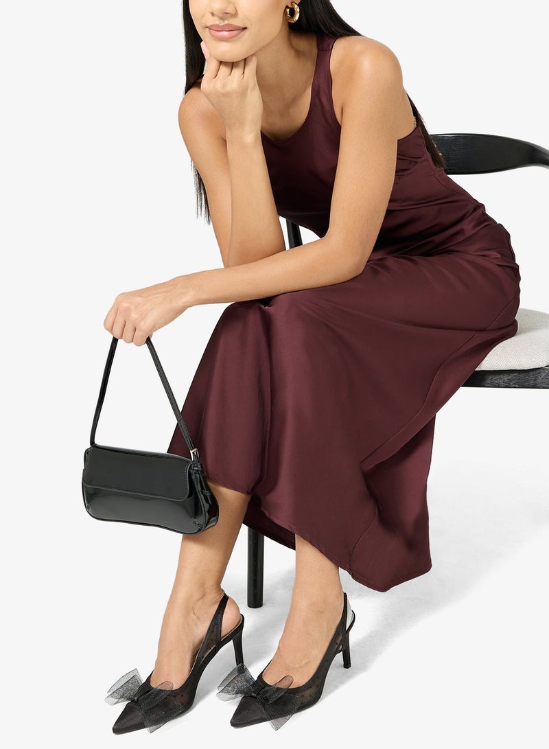 Ginger High Heel Mesh Sling Back Pumps With Bow Detail - Image 1