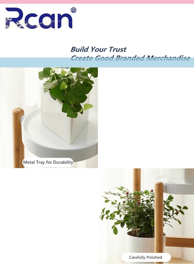 Rcan 3 Tier Plant Stand Indoor Wooden Tall Plant Stands for Multiple Plants Corner Plant Holder Flower Pots Display Rack for Balcony Living Room Office Garden Patio - Image 5