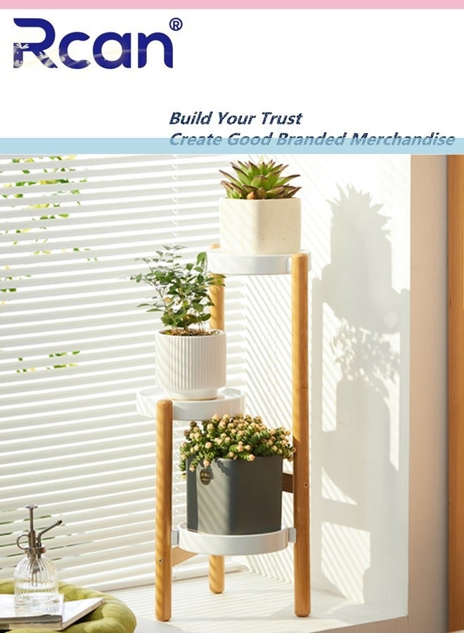 Rcan 3 Tier Plant Stand Indoor Wooden Tall Plant Stands for Multiple Plants Corner Plant Holder Flower Pots Display Rack for Balcony Living Room Office Garden Patio - Image 2