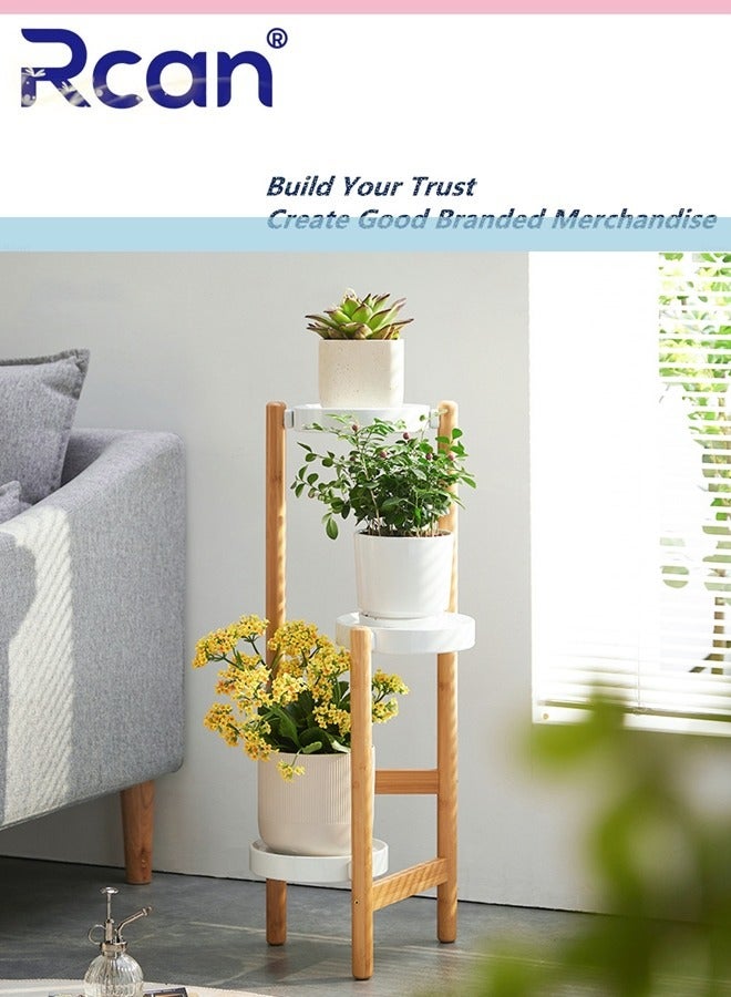 Rcan 3 Tier Plant Stand Indoor Wooden Tall Plant Stands for Multiple Plants Corner Plant Holder Flower Pots Display Rack for Balcony Living Room Office Garden Patio - Image 1