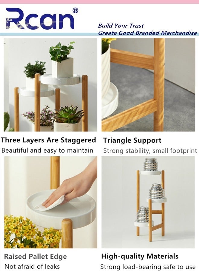 Rcan 3 Tier Plant Stand Indoor Wooden Tall Plant Stands for Multiple Plants Corner Plant Holder Flower Pots Display Rack for Balcony Living Room Office Garden Patio - Image 4