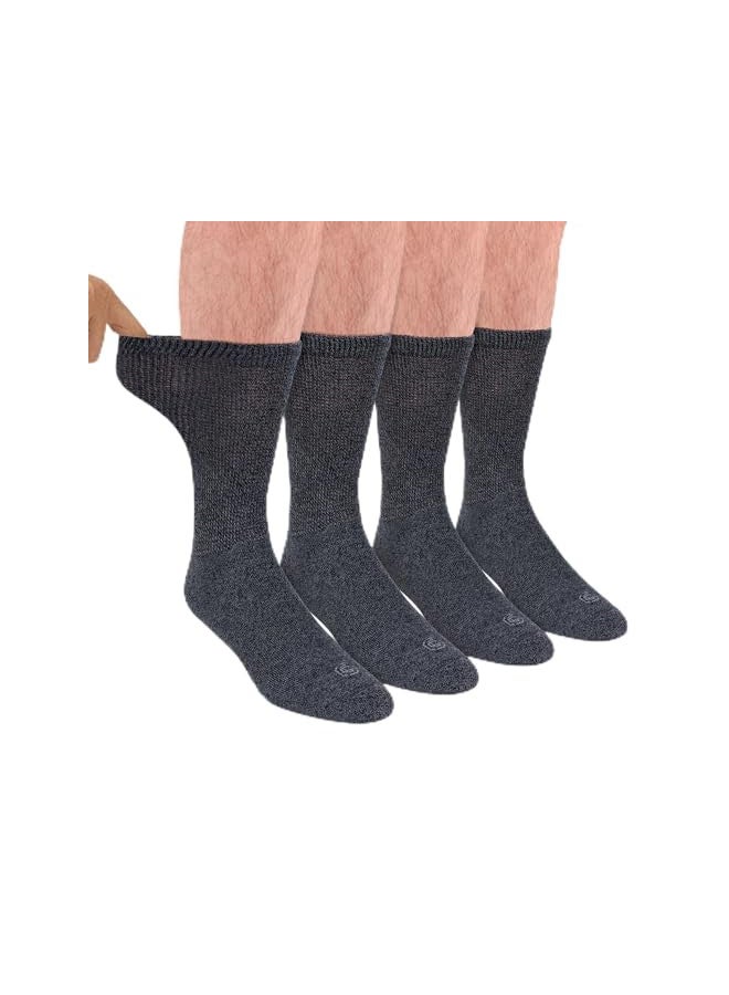 Doctor's Choice Doctor's Choice Diabetic Socks for Men, Seamless Crew Socks with Non-Binding Top, Provides Extra Comfort for Gout, 4-Pairs, Charcoal, Large, Size 10-13 - Image 1