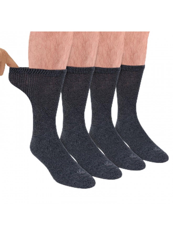 Doctor's Choice Doctor's Choice Diabetic Socks for Men, Seamless Crew Socks with Non-Binding Top, Provides Extra Comfort for Gout, 4-Pairs, Charcoal, Large, Size 10-13 - Image 2