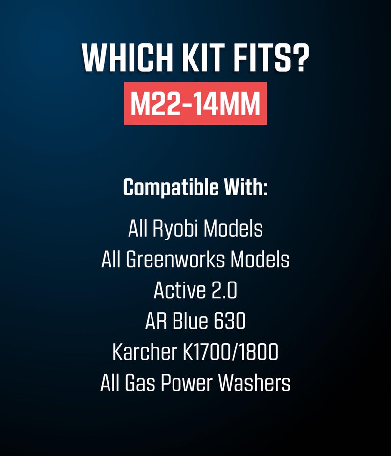 McKillans® M22-14mm Pressure Washer Quick Connect Kit, M22-14mm to 3/8" Male Female Quick Disconnect Kit for Power Washer (Stainless Steel) - Image 2