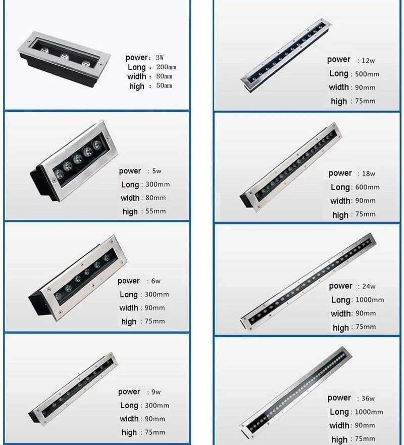 ضوء أرضي LED - إضاءة المناظر الطبيعية، أضواء LED مستطيلة مدمجة تحت الأرض، إضاءة الممرات الأرضية للسلالم، أضواء خارجية للمباني سطح الشرفة D، أزرق 5 واط - Image 3