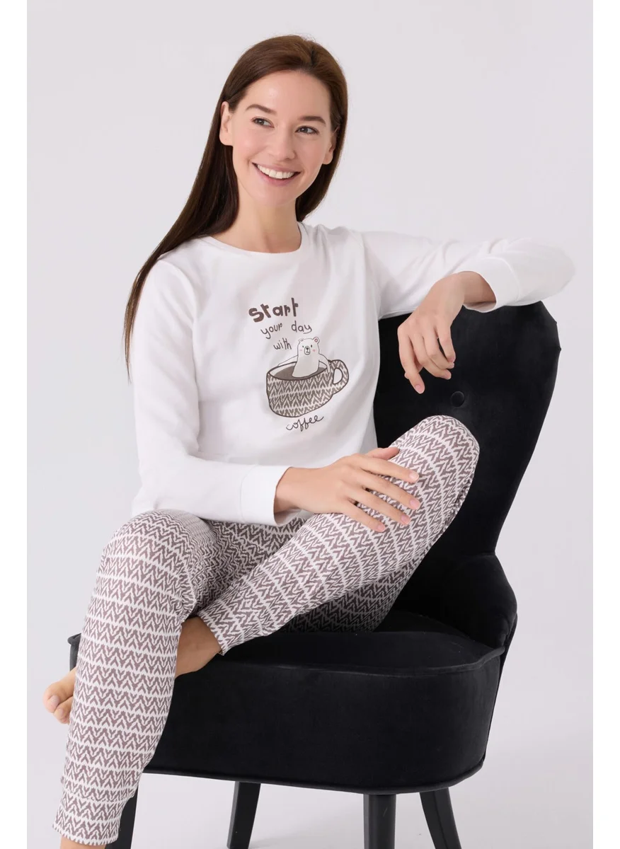 Arnetta Women's Long Sleeve Pajama Set AR3086 Cream