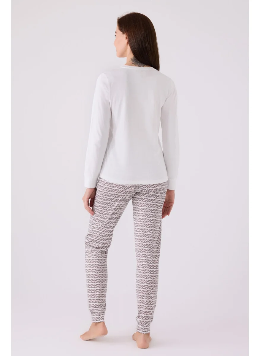 Arnetta Women's Long Sleeve Pajama Set AR3086 Cream