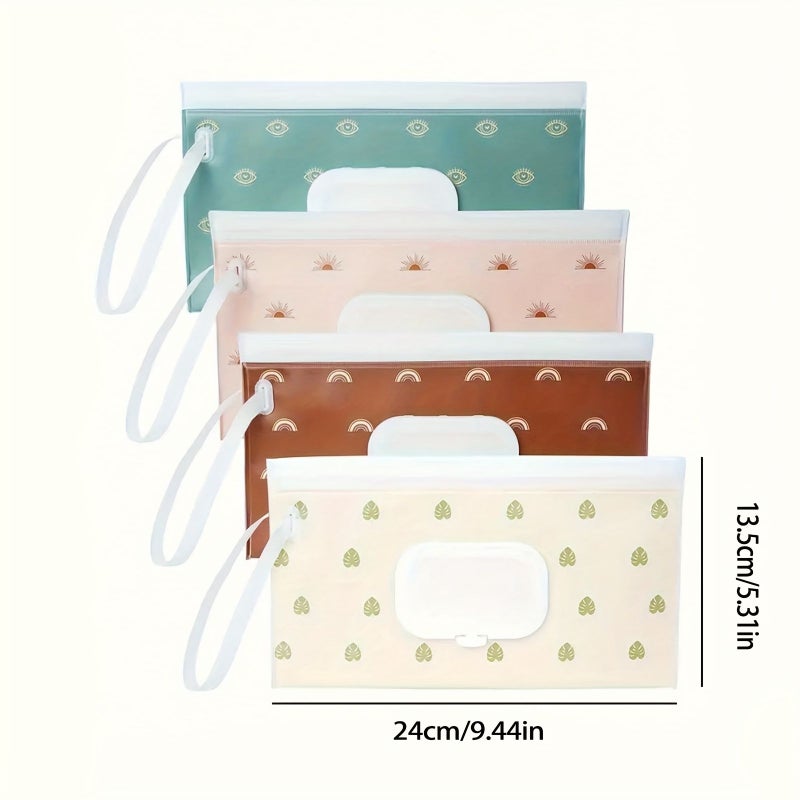 Portable Refillable Wet Wipe Dispenser Reusable Travel Wet Wipe Case Diaper Wipe Holder Bohemian Style EVA Material Color Feather - Image 2