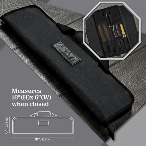 Asaya Chef Knife Roll Bag - 12 Pockets for Knives and Kitchen Utensils - Lightweight, Durable, and Stain Resistant Nylon - Perfect for the Traveling Chef - Knives not Included - Image 3