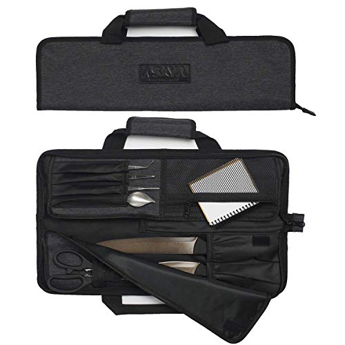 Asaya Chef Knife Roll Bag - 12 Pockets for Knives and Kitchen Utensils - Lightweight, Durable, and Stain Resistant Nylon - Perfect for the Traveling Chef - Knives not Included - Image 1