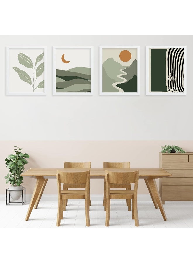 LIYAOLI Boho Green Wall Decor Sun Mountain Landscape Wall Art Danish Pastel room Decor Mid Century Abstract Unframed Art Print 8x10 inch Set of 4 Nature Wall Art Prints for Living Room Bedroom Office Decor - Image 3