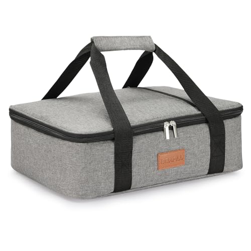 Uoxfill Lunch Bag Insulated Thermal Food Carrier Insulated Casserole Carrier for Hot or Cold Food,Insulated Tote Bag for Potluck Cookouts Parties Picnic, Lasagna Lugger,Fits 9"x13" Baking Pan,Gray - Image 1