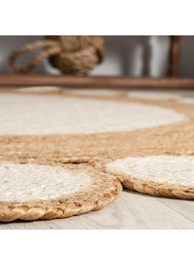 والالا سجادة من الجوت المضفرة يدويًا 100x100 سم سجادة بوهيمية مستديرة لغرفة النوم والمطبخ وغرفة المعيشة ديكور منزلي من ألياف طبيعية - Image 5