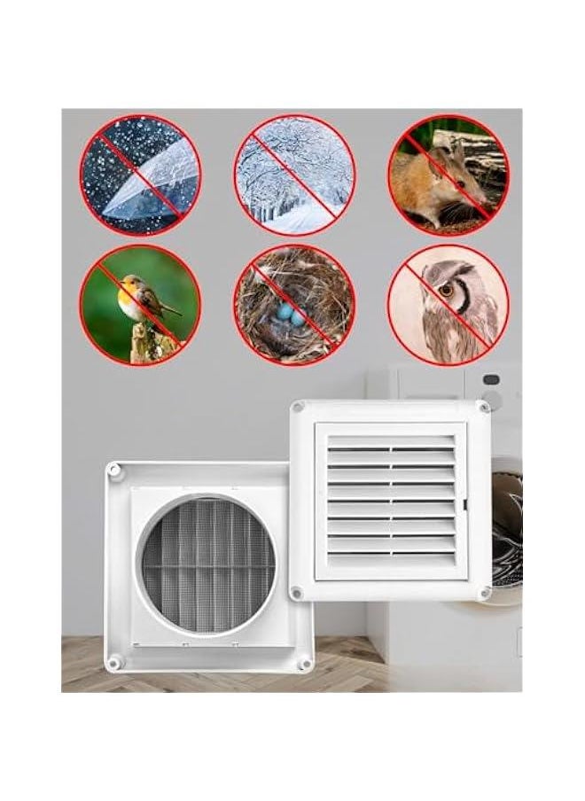 Arabest 4 White Louvered Vent Cover Set for Outdoor Dryer Exhaust, 8 Pack Covers Prevent Birds Nesting, Including Easy Installation Screws  - Image 4