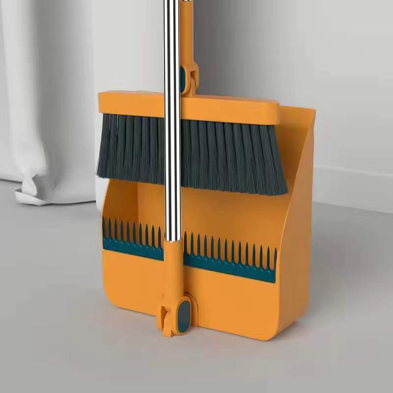 Folding Broom suit Two-Piece Set Three-Piece Set Household Dustpan Cleaning Garbage Non-Sticky Hair Household BroomOrange Folding 2-Piece Set Orange Folding 2-Piece Set