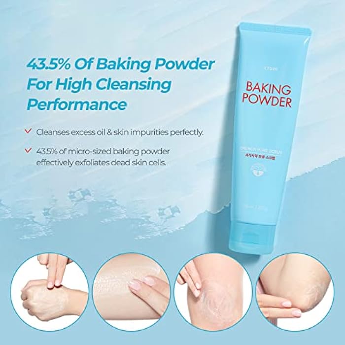 ETUDE Baking Powder Crunch Pore Scrub (0.25 Fl Oz x 24 Pouches), Facial Scrub, 43.5% Baking Powder for Deep Cleansing, Gentle Exfoliation, Cooling Effect, Hydrating, Korean Skin Care, Beauty - Image 3