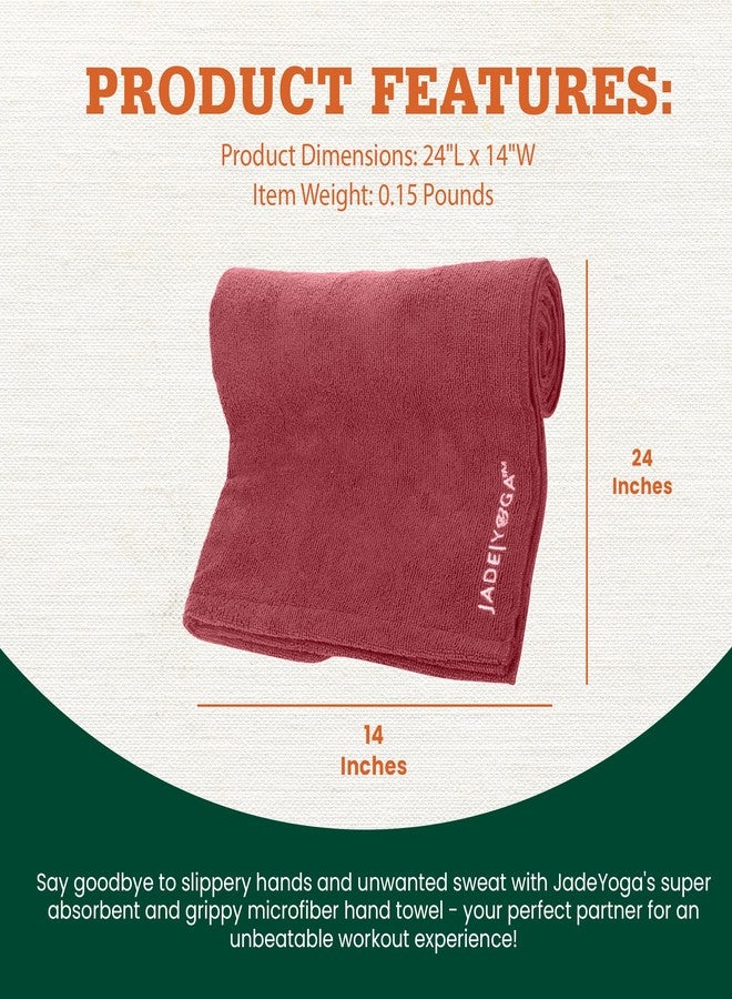 JadeYoga Non-Slip & Quick Dry Yoga Hand Towel - Microfiber Workout Towel, Super Absorbent Sweat Towel, Lightweight Gym Towel with Great Grip, Yoga Towel for Men & Women - Raspberry (14" x 24") - Image 4