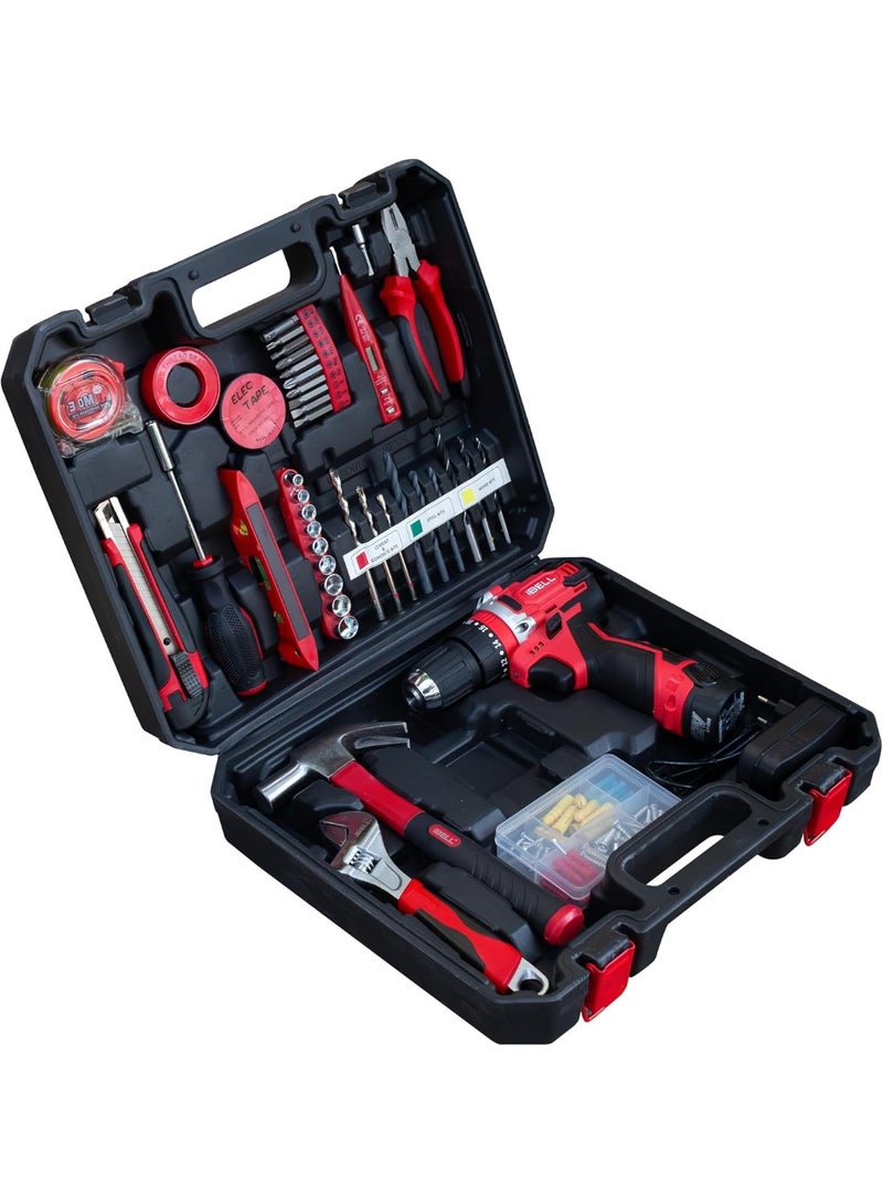 iBELL 12V Cordless Brushless Impact Drill Tool Kit | 30Nm Torque | 1450 RPM | 10mm Chuck | 2-Speed Mode | LED Light | 2000mAh Li-ion Battery | 101 Accessories | Ideal for Home & DIY - Image 1