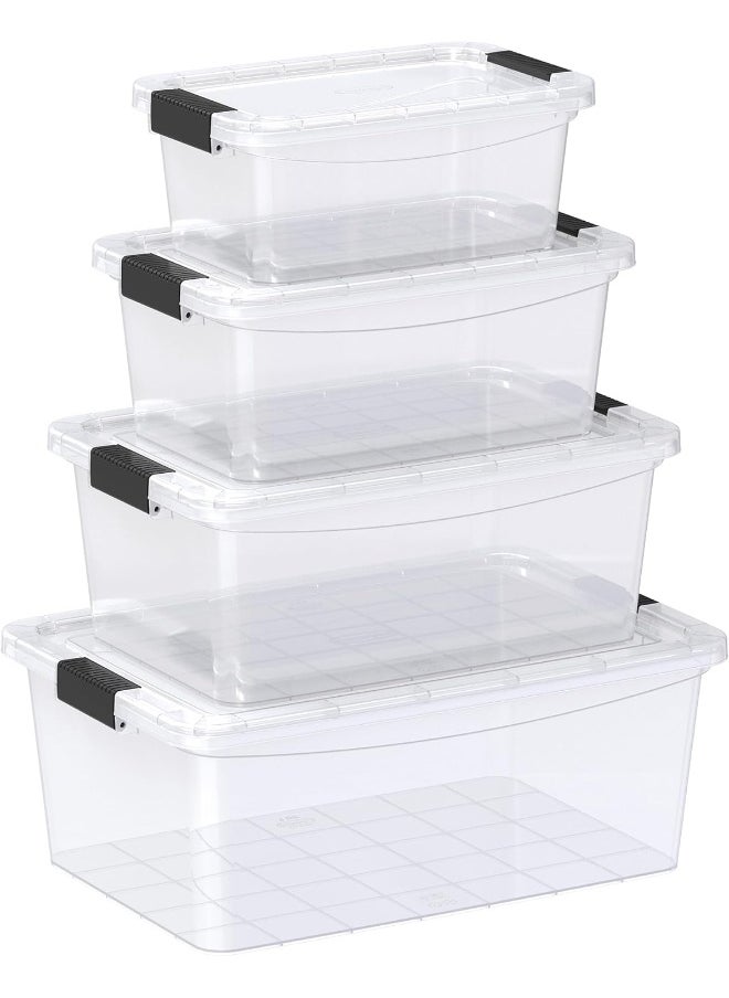 Cosmoplast - Set of 4 - 5, 8, 13, 20L Clear Plastic Storage Boxes with Lockable Lids - Image 1