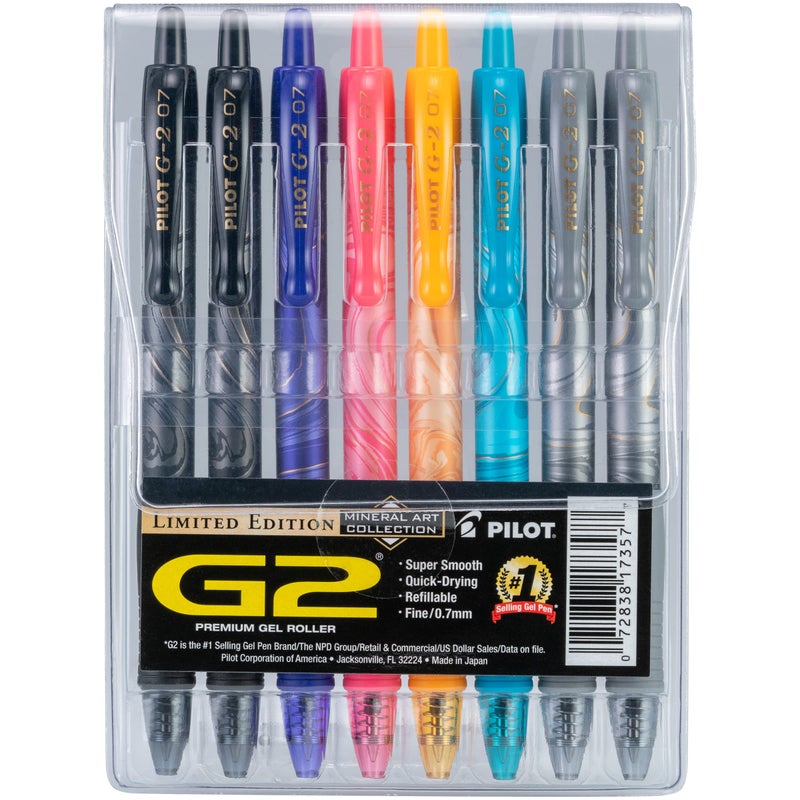 Pilot, G2 Premium Gel Roller Pens, Fine Point 0.7 mm, Assorted Colors, Pack of 8 - Image 1