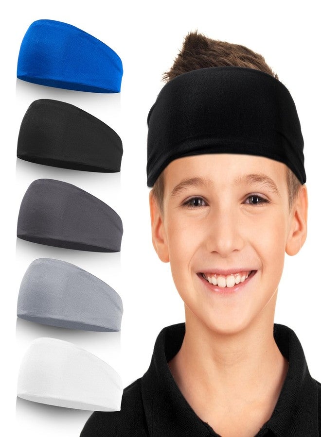 QQJOYCCI Sports Headbands for Kids, 5 Pack Moisture Wicking Sweatbands for Footable Soccer Baseball Running for Boys and Girls 5-15 Years Old - Image 1