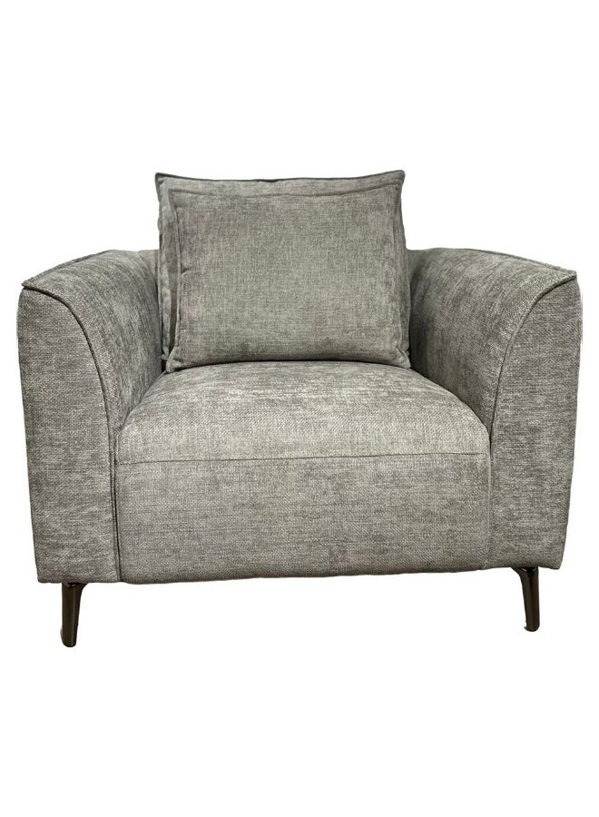 DANUBE HOME Jamir 1 Seater Fabric Sofa | Armchair | Modern Design Single Seater Accent Chair | Comfortable Living Room Furniture L109xW91xH96cm -Grey - Image 1