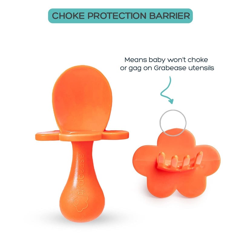 Grabease Baby Feeding Utensils Set - Infant and Baby Fork and Spoon for Ages 1-11 Months, BPAs and Phthalate-Free Cutlery, Plastic, 1 Set, Orange - Image 3