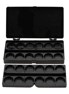 Semme Nail Art Palette, 24 Grid Plastic Nail Art Paint Color Mixing Palette Plate Watercolor Pigment Color Mixing Case Manicure Drawing Tray(Black)  - Image 4