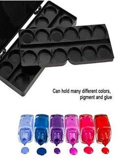 Semme Nail Art Palette, 24 Grid Plastic Nail Art Paint Color Mixing Palette Plate Watercolor Pigment Color Mixing Case Manicure Drawing Tray(Black)  - Image 2