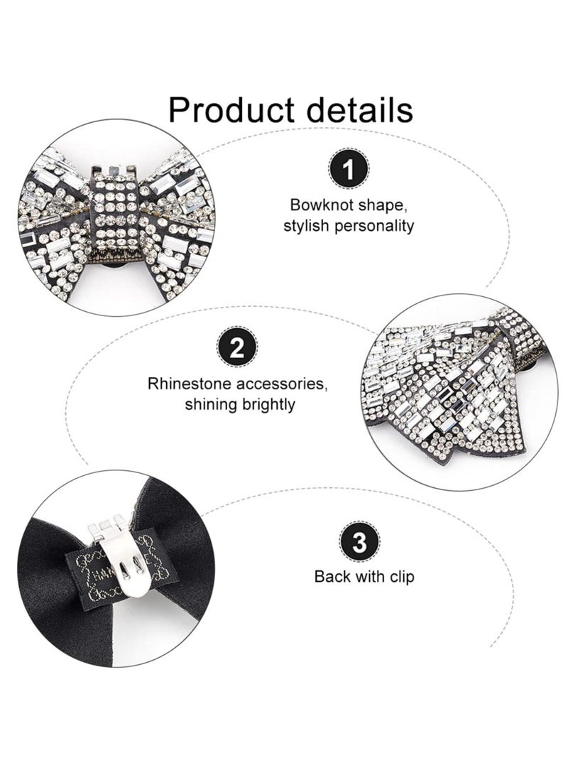 Zikra 1 Pair Bow Shoe Clip, Sliver Crystal Rhinestone Shoe Buckle Detachable Shining Shoes Decorations Jewelry Shoe Clips, for Heels Flats Pumps Decorative Shoe Accessoriesecoration (Silver) - Image 4