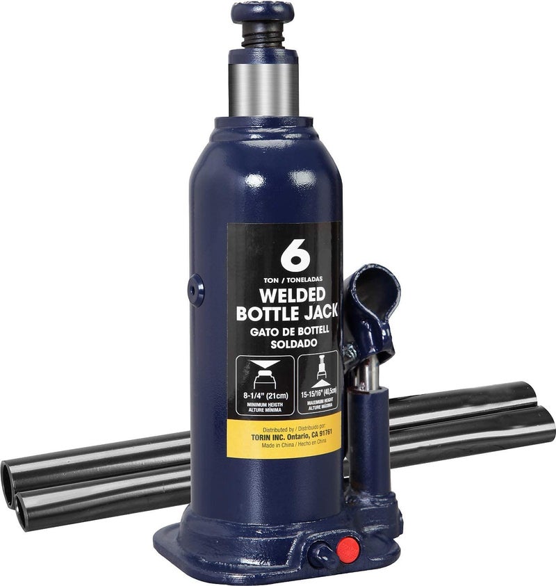 Big RED AT90603UR Torin Welded Hydraulic Car Bottle Jack for Auto Repair and House Lift, 6 Ton (12,000 lb), Blue - Image 1