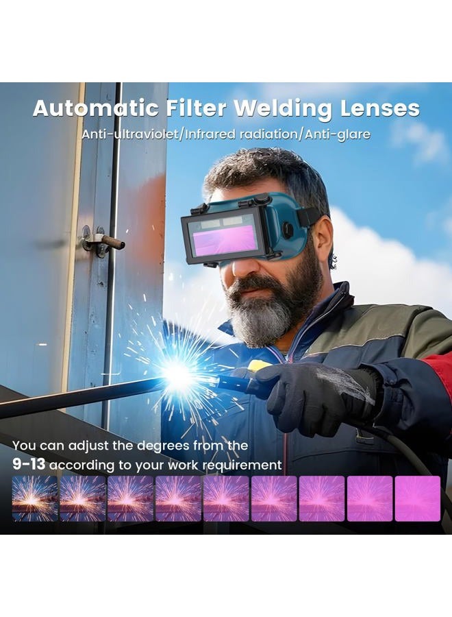 Holulo Auto Darkening Welding Goggles with Clear Inner Lenses Welding Helmet Solar Welder Eyes Glasses Flip Up Lens Eye Protection (Dark Green) - Image 4
