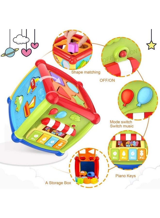Brand Conquer 6 In 1 Learning Cube Educational & Learning Activity Toy Including Blocks, Clock, Alphabets-Tree,Transportation Vehicles,Music Keyboard & Mirror For Kids (Small 6 In 1 Cube) - Image 4