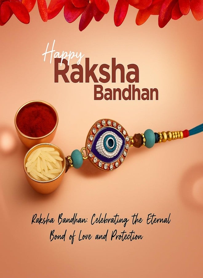 Sage Square Designer Rakhi for Brother | Evil Eye Resin Thread with Roli Chawal | Raksha Bandhan Celebration with Decorative Beads & Stones (Design 6) - Image 2