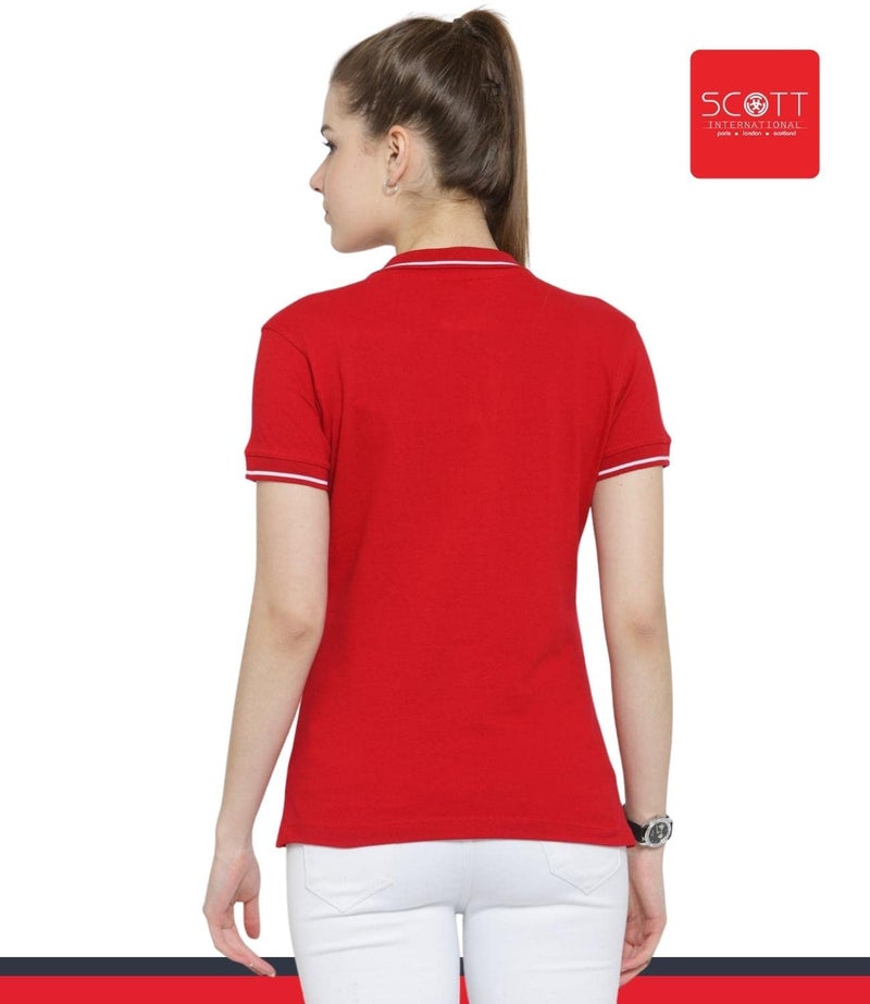 Scott International Women's Organic Cotton Polo T-Shirt (1.1_lsp1_S_Red_Small) - Image 2
