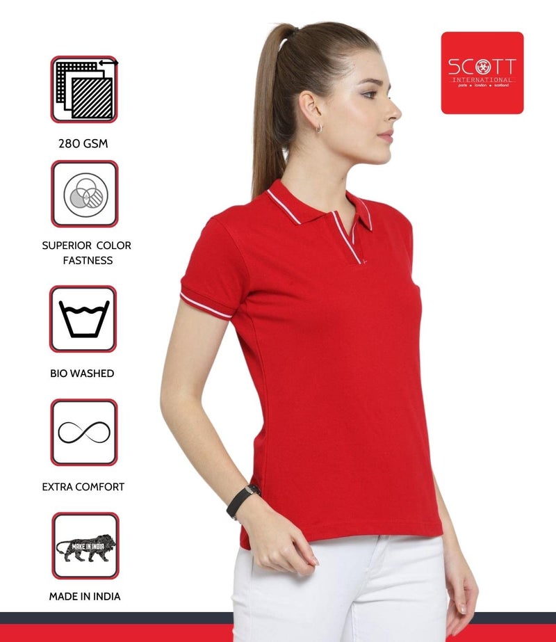 Scott International Women's Organic Cotton Polo T-Shirt (1.1_lsp1_S_Red_Small) - Image 5