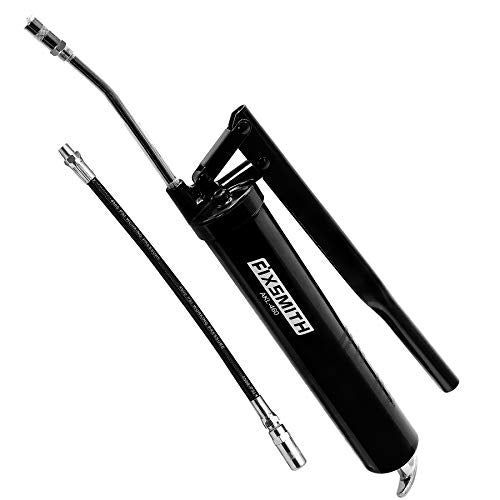 FIXSMITH Professional Lever Action Grease Gun- Heavy Duty Construction-10,000 PSI Max Pressure,Includes 12" Reinforced Flex Hose & 7" Rigid Extension,2-Way Loading-14 oz.Cartridge & Bulk Fill. - Image 1