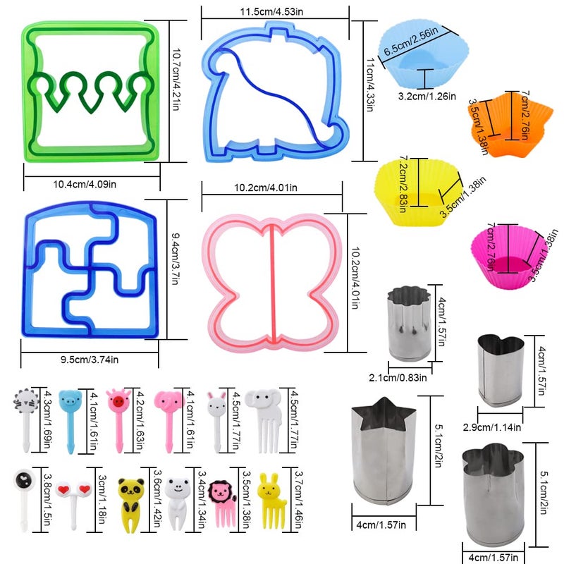 JOGILBOY 32 Pcs DIY Food Set Sandwich Cutters and Sealer Sandwiches Maker Fun Crust Cutters Shapes Fruit and Vegetable Cutters Food Picks Fruit Bento Lunch Box Accessories - Image 5