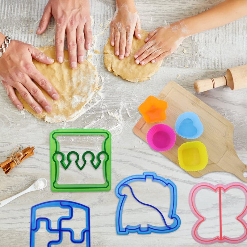 JOGILBOY 32 Pcs DIY Food Set Sandwich Cutters and Sealer Sandwiches Maker Fun Crust Cutters Shapes Fruit and Vegetable Cutters Food Picks Fruit Bento Lunch Box Accessories - Image 4