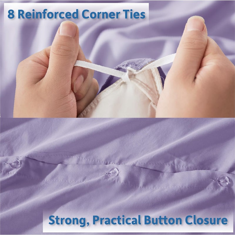 Nestl Lavender Duvet Cover Full Size - Soft Double Brushed Full Size Duvet Cover Set, 3 Piece, with Button Closure, 1 Duvet Cover 80x90 inches and 2 Pillow Shams - Image 4