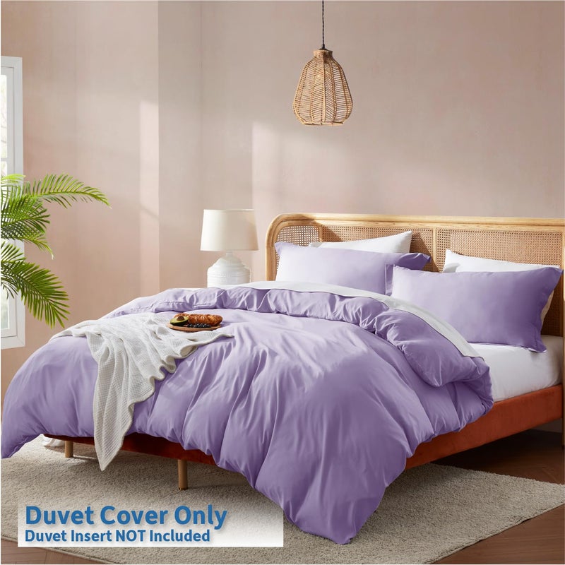 Nestl Lavender Duvet Cover Full Size - Soft Double Brushed Full Size Duvet Cover Set, 3 Piece, with Button Closure, 1 Duvet Cover 80x90 inches and 2 Pillow Shams - Image 2