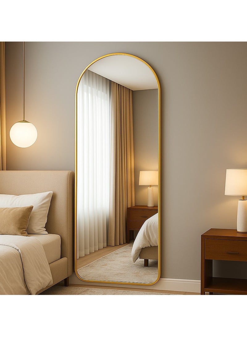 Y&D （Gold）Full Length Mirror Standing Arched Large Standing Dressing Mirror Hanging Leaning Against Floor Mirrors Wall Mounted Mirror With Stand For Bedroom Locker Room Living Room 155x45cm  - Image 4