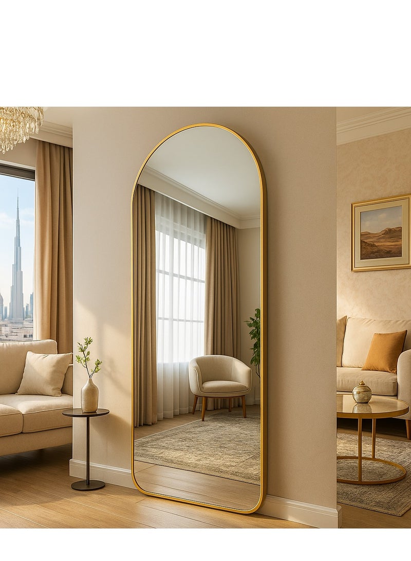 Y&D （Gold）Full Length Mirror Standing Arched Large Standing Dressing Mirror Hanging Leaning Against Floor Mirrors Wall Mounted Mirror With Stand For Bedroom Locker Room Living Room 155x45cm  - Image 3