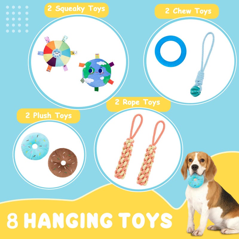 Fsawdnn Puppy Play Gym with 8 Hanging Toys, Indoor Puppy Jungle Gym with Interactive Dog Enrichment Toys.PVC Frame with Small Dogs Hammock Enrichment Activity Center - Image 5