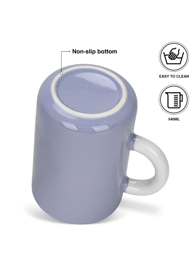 Fissman 2-Piece Coffee Mugs 540ml New Bone China Printed Tea Cups, Purple Ceramic Mug for Hot Drinks, Latte, Cappuccino, Office or Home Use