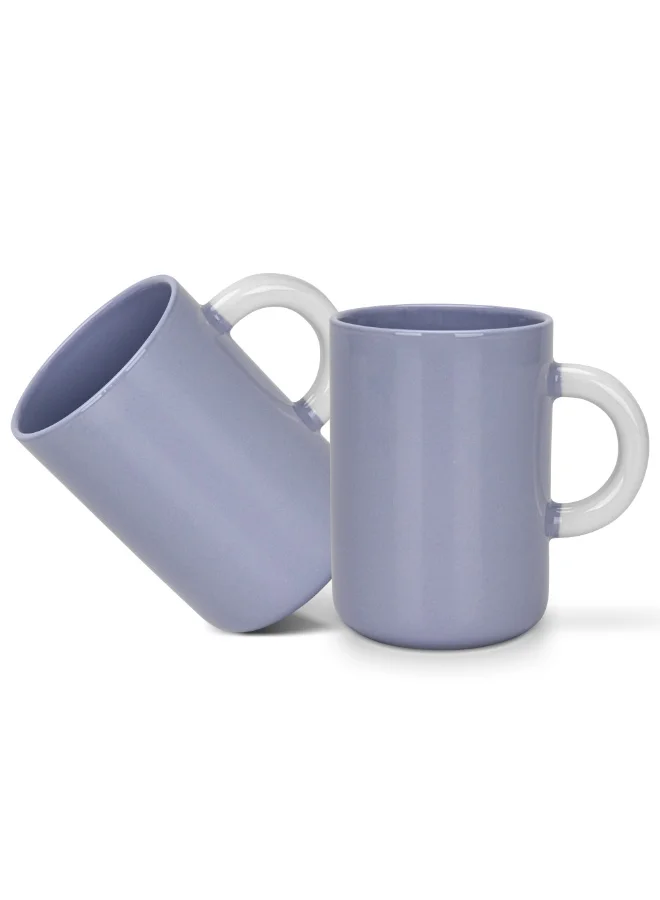2-Piece Coffee Mugs 540ml New Bone China Printed Tea Cups, Purple Ceramic Mug for Hot Drinks, Latte, Cappuccino, Office or Home Use