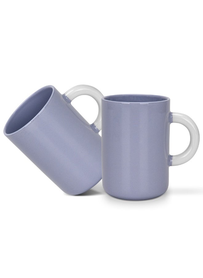 Fissman 2-Piece Coffee Mugs 540ml New Bone China Printed Tea Cups, Purple Ceramic Mug for Hot Drinks, Latte, Cappuccino, Office or Home Use  - Image 1